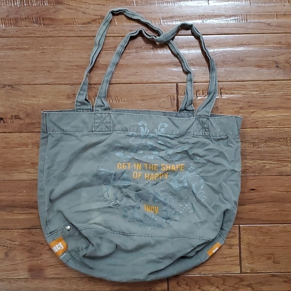 Lucy canvas gray gym tote bag